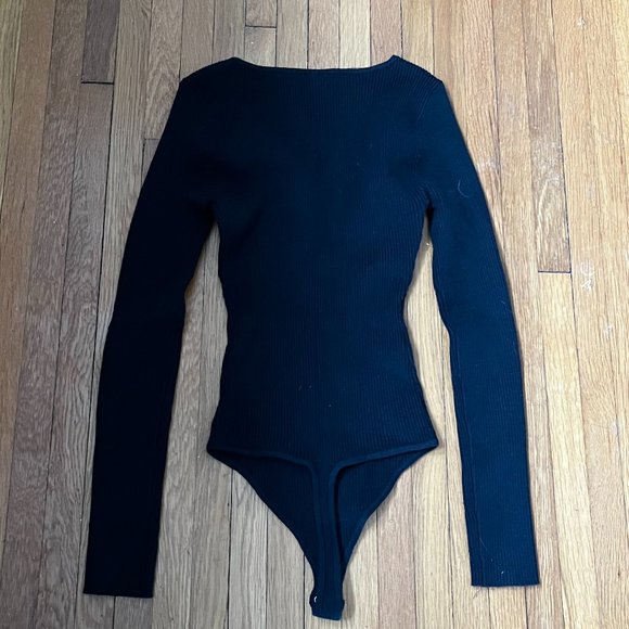 Abercrombie & Fitch Long Sleeve Sweetheart Sweater Knit Rib Bodysuit - Picture 6 of 7